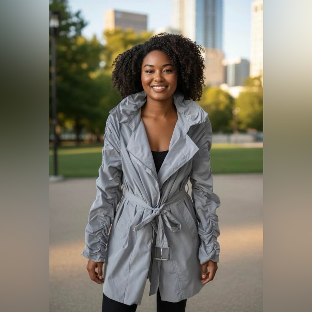 Michael Kors Women’s Ruched Sleeve Trench Coat – Size 12